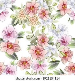 Flower print. Elegance seamless pattern.