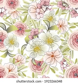 Flower print. Elegance seamless pattern.