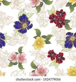 Flower print. Elegance seamless pattern.