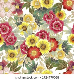 Flower print. Elegance seamless pattern.