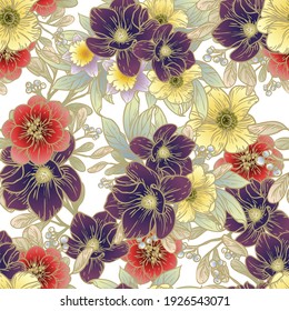 Flower print. Elegance seamless pattern.