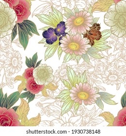 Flower print. Elegance seamless pattern.