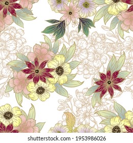 Flower print. Elegance seamless pattern.