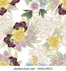 Flower print. Elegance seamless pattern.