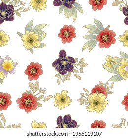 Flower print. Elegance seamless pattern.