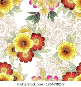 Flower print. Elegance seamless pattern.