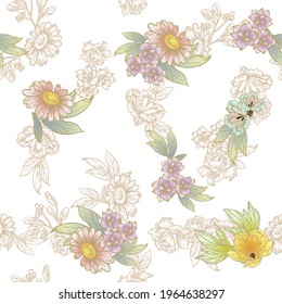 Flower print. Elegance seamless pattern.