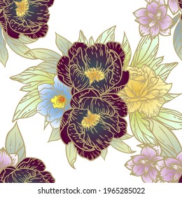 Flower print. Elegance seamless pattern.