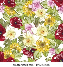 Flower print. Elegance seamless pattern.