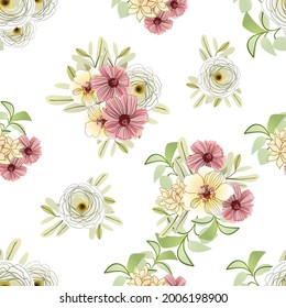 Flower print. Elegance seamless pattern.