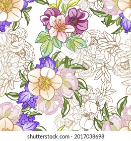 Flower print. Elegance seamless pattern.