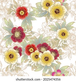 Flower print. Elegance seamless pattern.