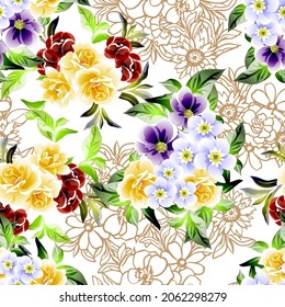 Flower print. Elegance seamless pattern.
