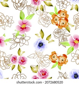 Flower print. Elegance seamless pattern.