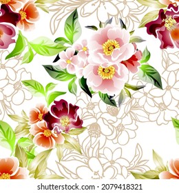 Flower print. Elegance seamless pattern.
