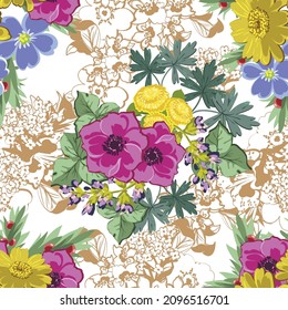 Flower print. Elegance seamless pattern.