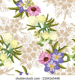 Flower print. Elegance seamless pattern.