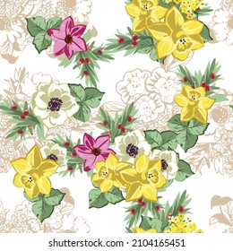 Flower print. Elegance seamless pattern.