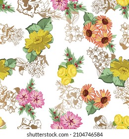 Flower print. Elegance seamless pattern.