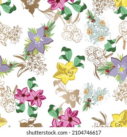 Flower print. Elegance seamless pattern.