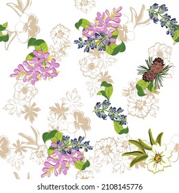 Flower print. Elegance seamless pattern.