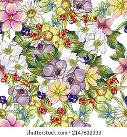 Flower print. Elegance seamless pattern.