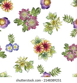Flower print. Elegance seamless pattern.