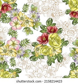 Flower print. Elegance seamless pattern.
