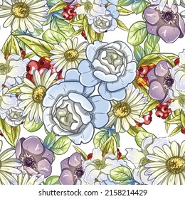 Flower print. Elegance seamless pattern.