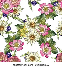 Flower print. Elegance seamless pattern.
