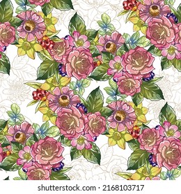Flower print. Elegance seamless pattern.