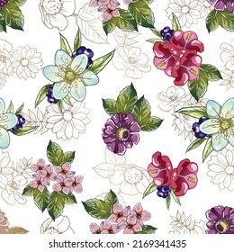 Flower print. Elegance seamless pattern.