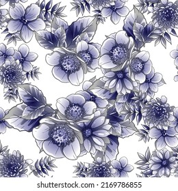 Flower print. Elegance seamless pattern.