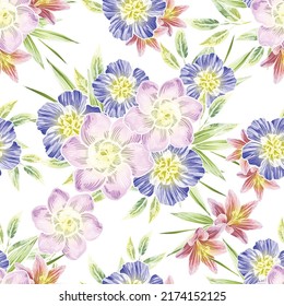 Flower print. Elegance seamless pattern.