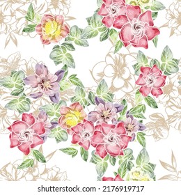 Flower print. Elegance seamless pattern.