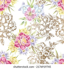 Flower print. Elegance seamless pattern.