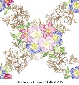 Flower print. Elegance seamless pattern.