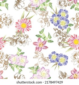 Flower print. Elegance seamless pattern.