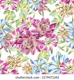 Flower print. Elegance seamless pattern.