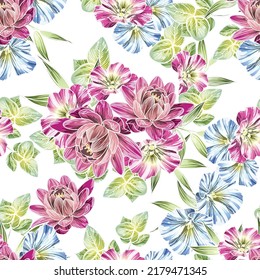 Flower print. Elegance seamless pattern.
