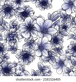 Blumendruck. Elegantes, nahtloses Muster.