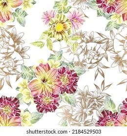 Flower print. Elegance seamless pattern.