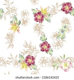 Flower print. Elegance seamless pattern.