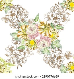 Flower print. Elegance seamless pattern.