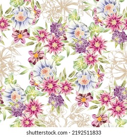 Flower print. Elegance seamless pattern.