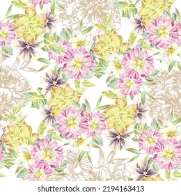 Flower print. Elegance seamless pattern.