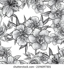 Flower print. Elegance seamless pattern.
