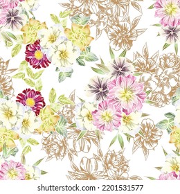 Flower print. Elegance seamless pattern.