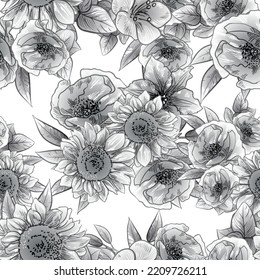 Flower print. Elegance seamless pattern.