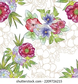 Flower print. Elegance seamless pattern.